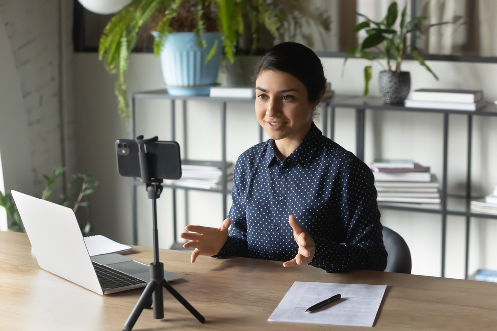 Woman recording video