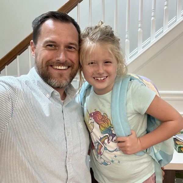 father and daughter after school